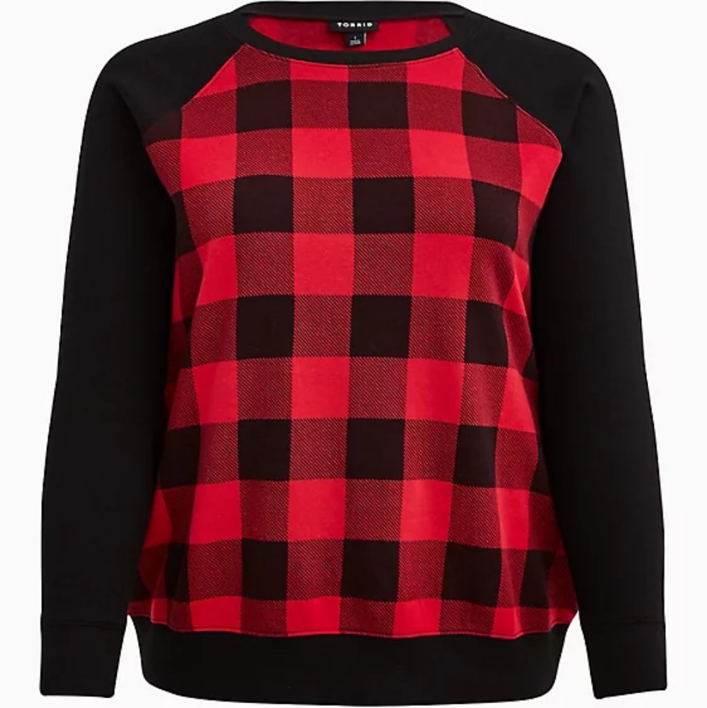Torrid Fleece Red Plaid Sweatshirt